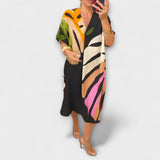 Roos - Vestido informal con estampado colorido de hojas