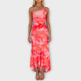 Pia - Vestido maxi con fruncido asimétrico