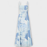 Terazza Ric Rac - Maxivestido de lino con corte acampanado