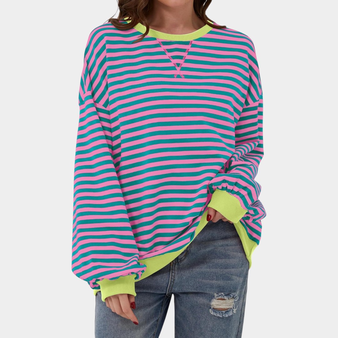 Tereza – sudadera de rayas con detalles azules