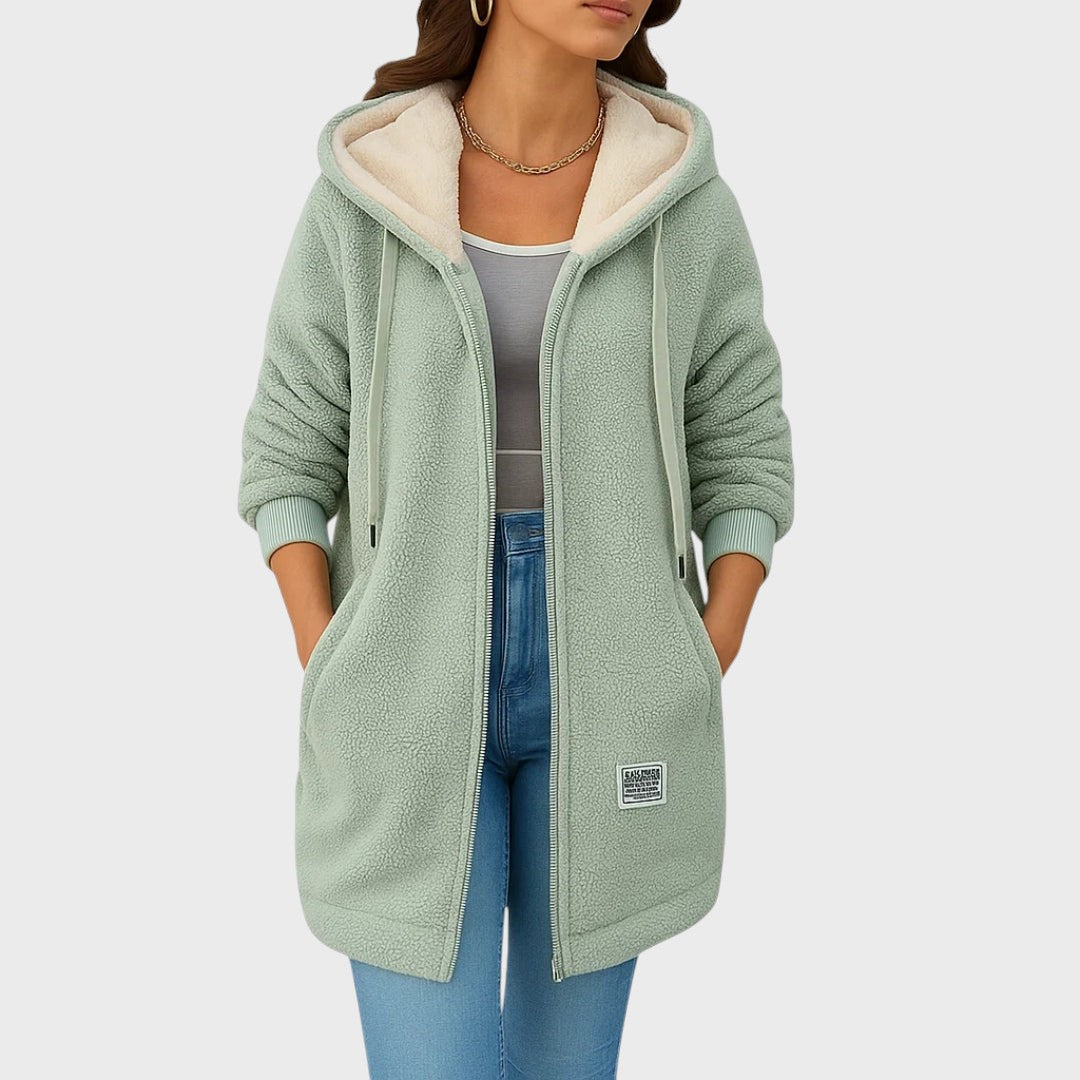 Lisa | Chaqueta larga de peluche con capucha