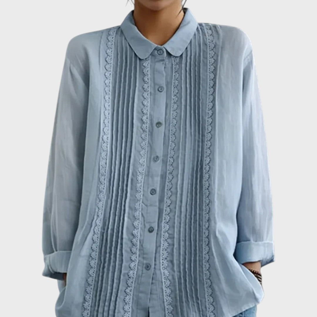 Amalie | Camisa blanca con encaje y pliegues