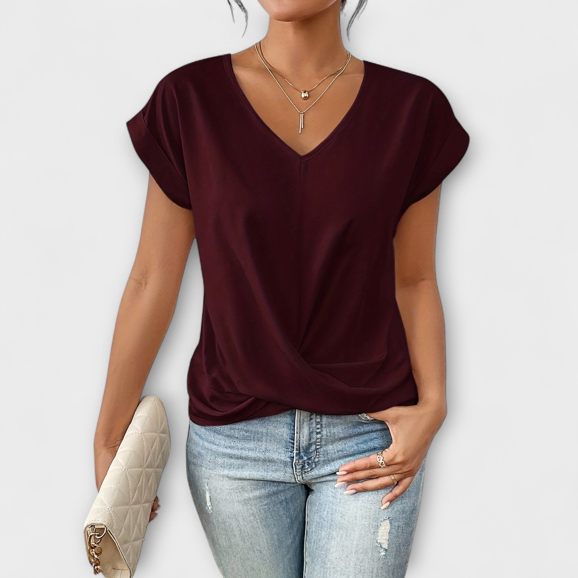 Eloise - Top con cuello en V y detalle de nudo
