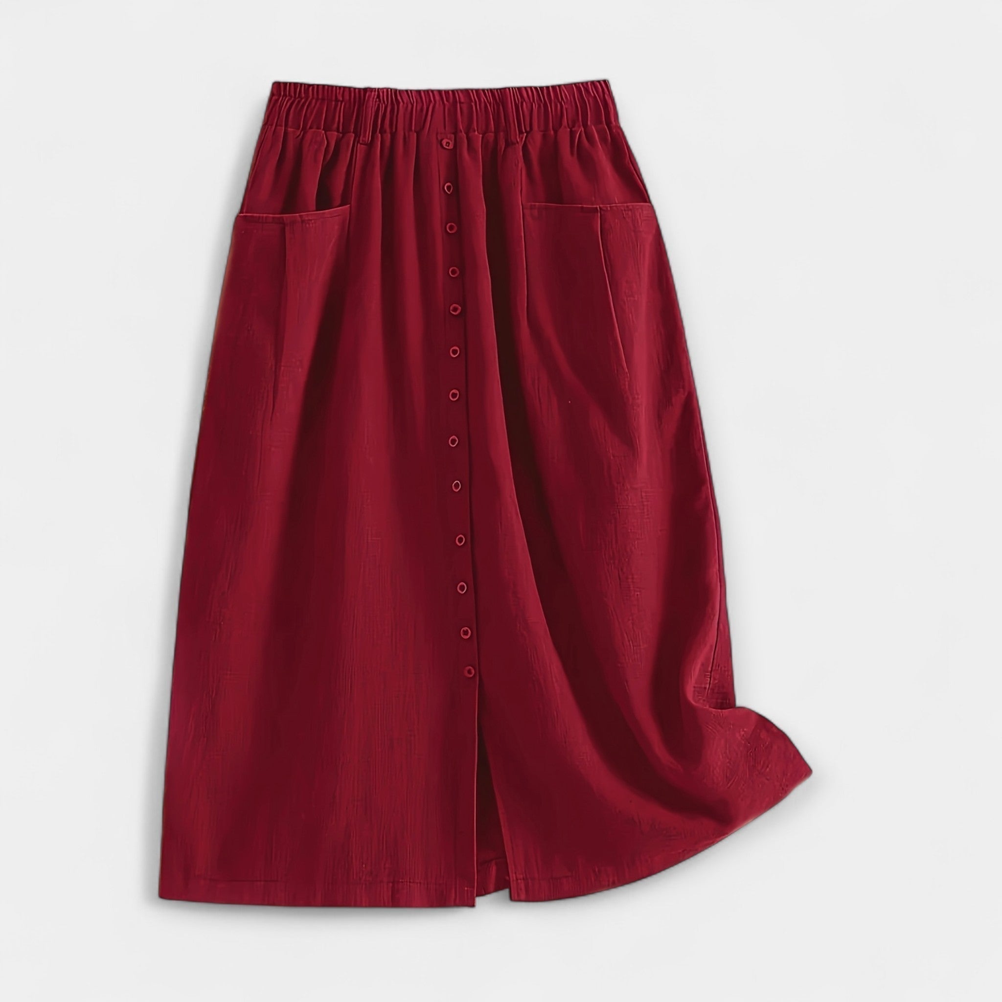 Falda Midi Vintage Elegante Magdalena Con Bolsillos Delanteros