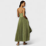Marilyn - Vestido de Tutú Midi Plisado con Diseño de Corsé