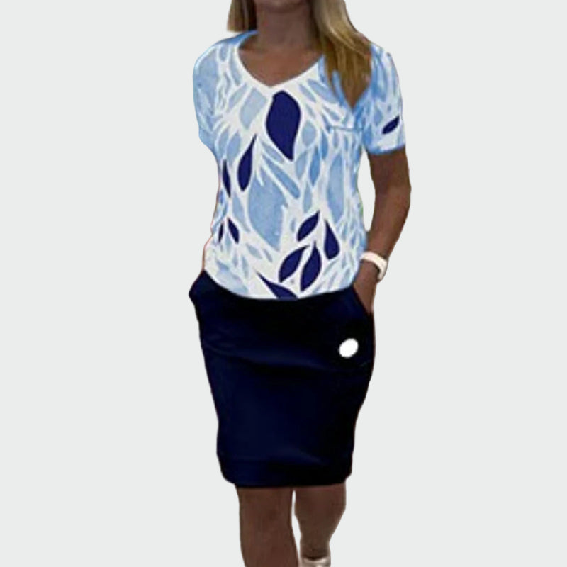 Eva Blusa Elegante y Falda Diseño Exclusivo Colección