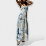 Terazza Ric Rac - Maxivestido de lino con corte acampanado