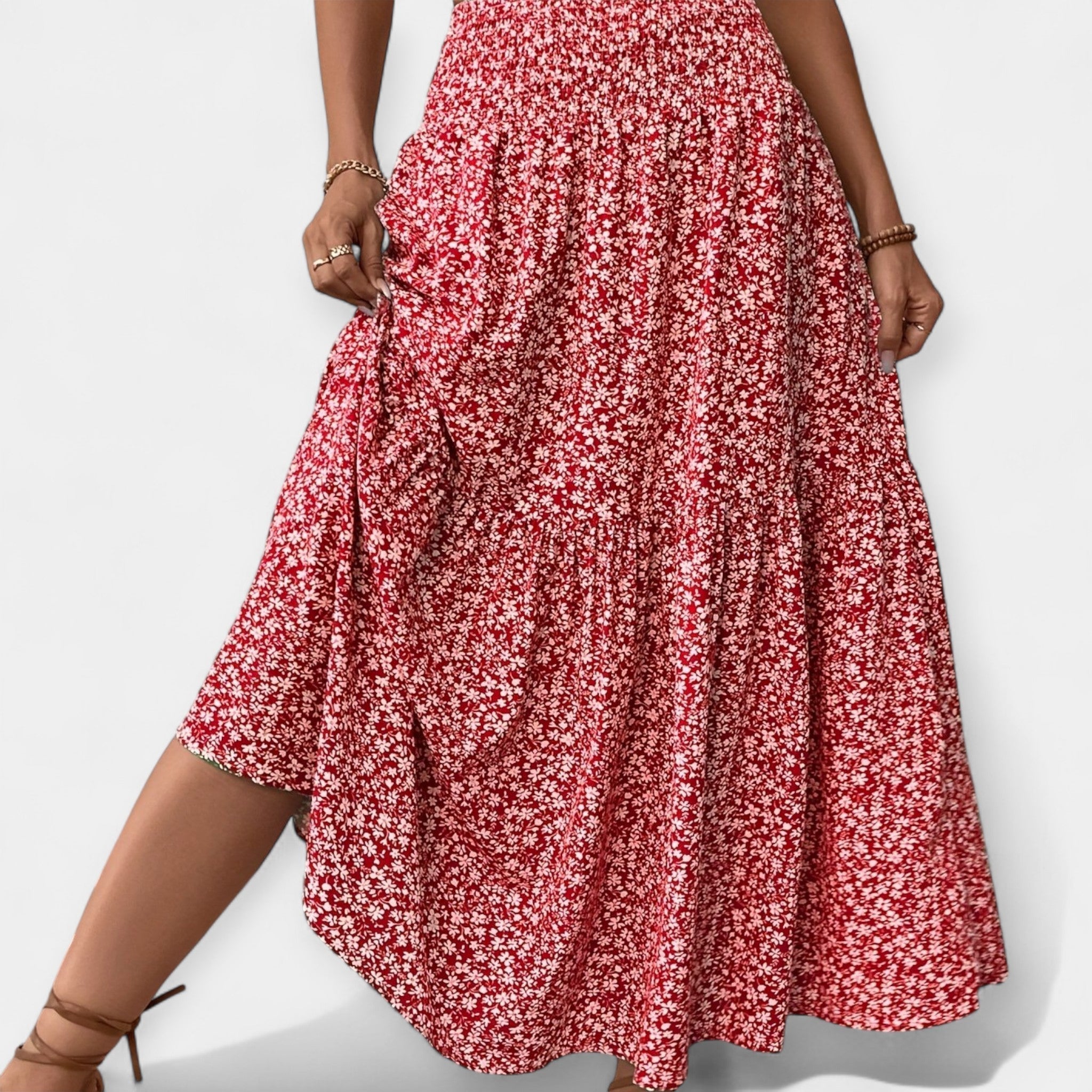 Adela Sofisticada Falda Floral Cintura Elástica