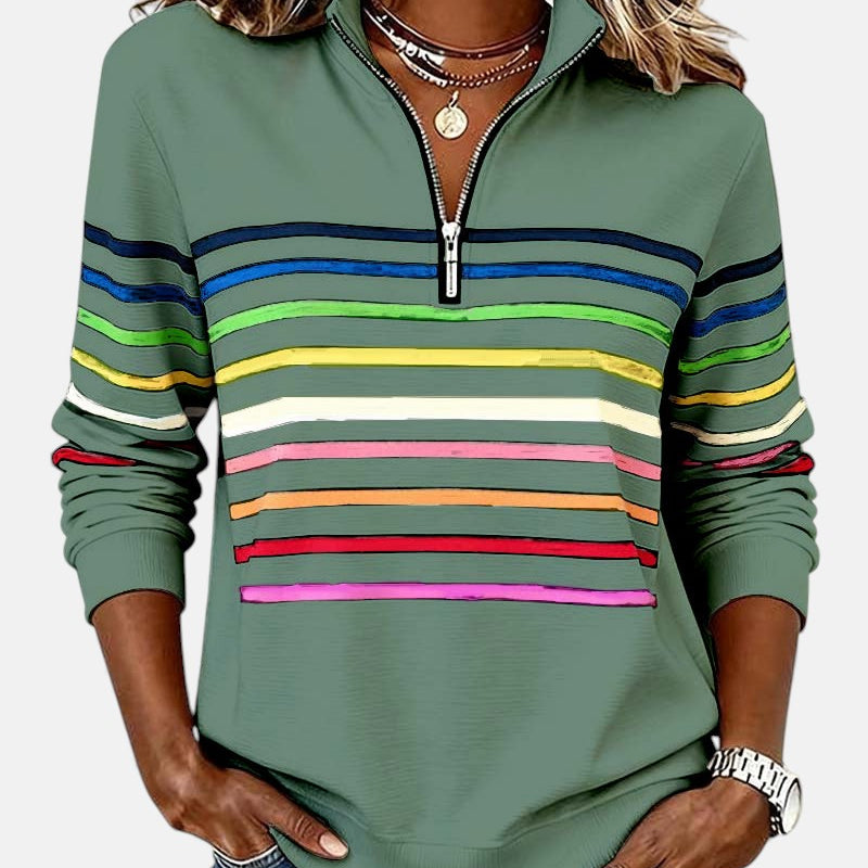 Viena | Sudadera con cremallera y rayas arcoíris
