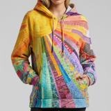 Svetlana - Sudadera con capucha con motivos de patchwork vibrantes