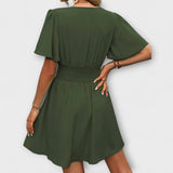 Winslet - Vestido con cintura fruncida y cuello en V
