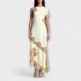 Margaret - Vestido maxi con detalles de raso y encaje
