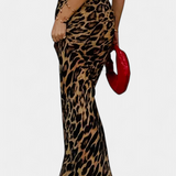 Elena | Maxi falda ajustada con estampado de leopardo