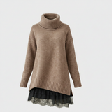 Sara | Vestido de punto de lujo con cuello vuelto y detalle de encaje