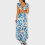 Elin - Maxivestido con bajo con volantes y aberturas