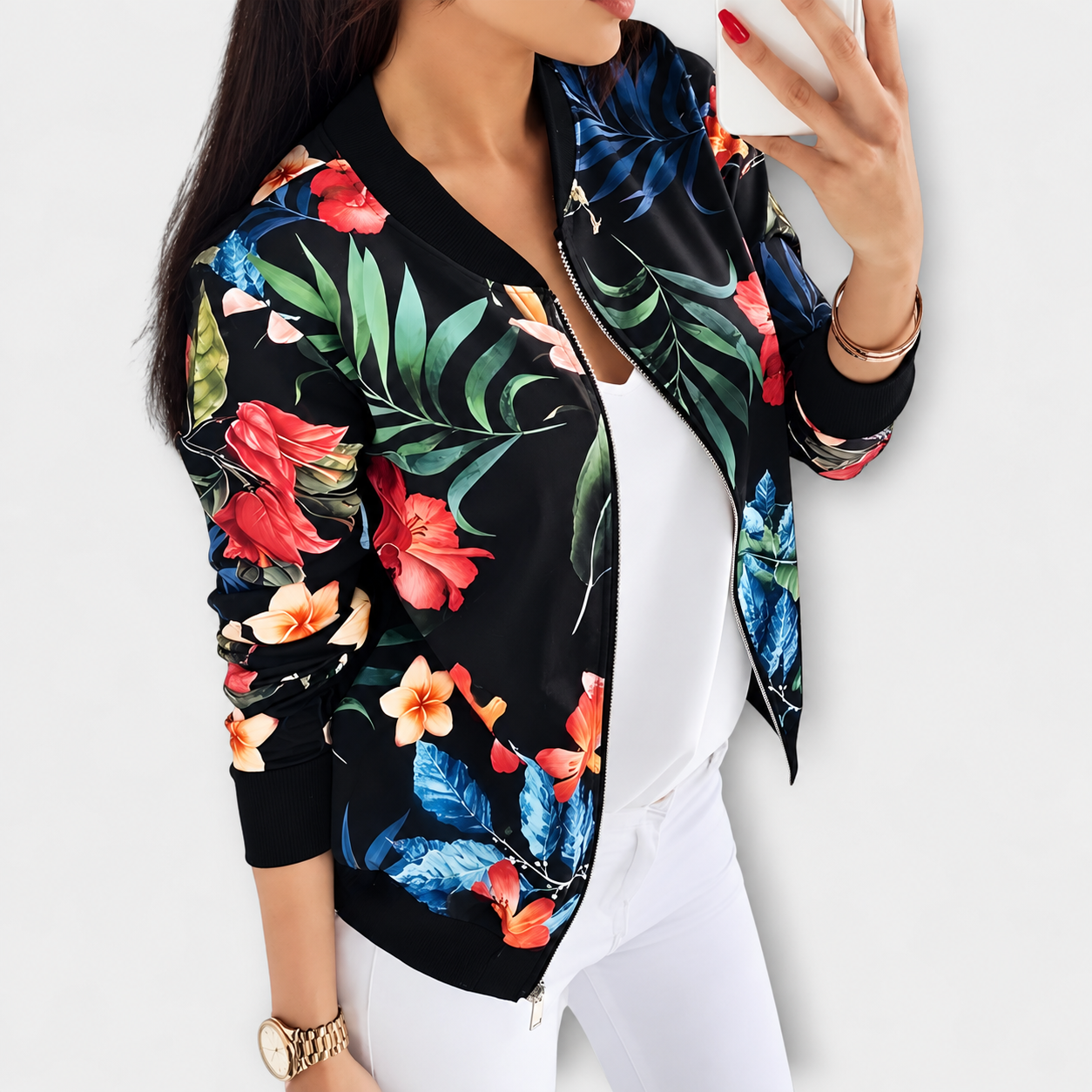 Andreia - Chaqueta bomber elegante floral