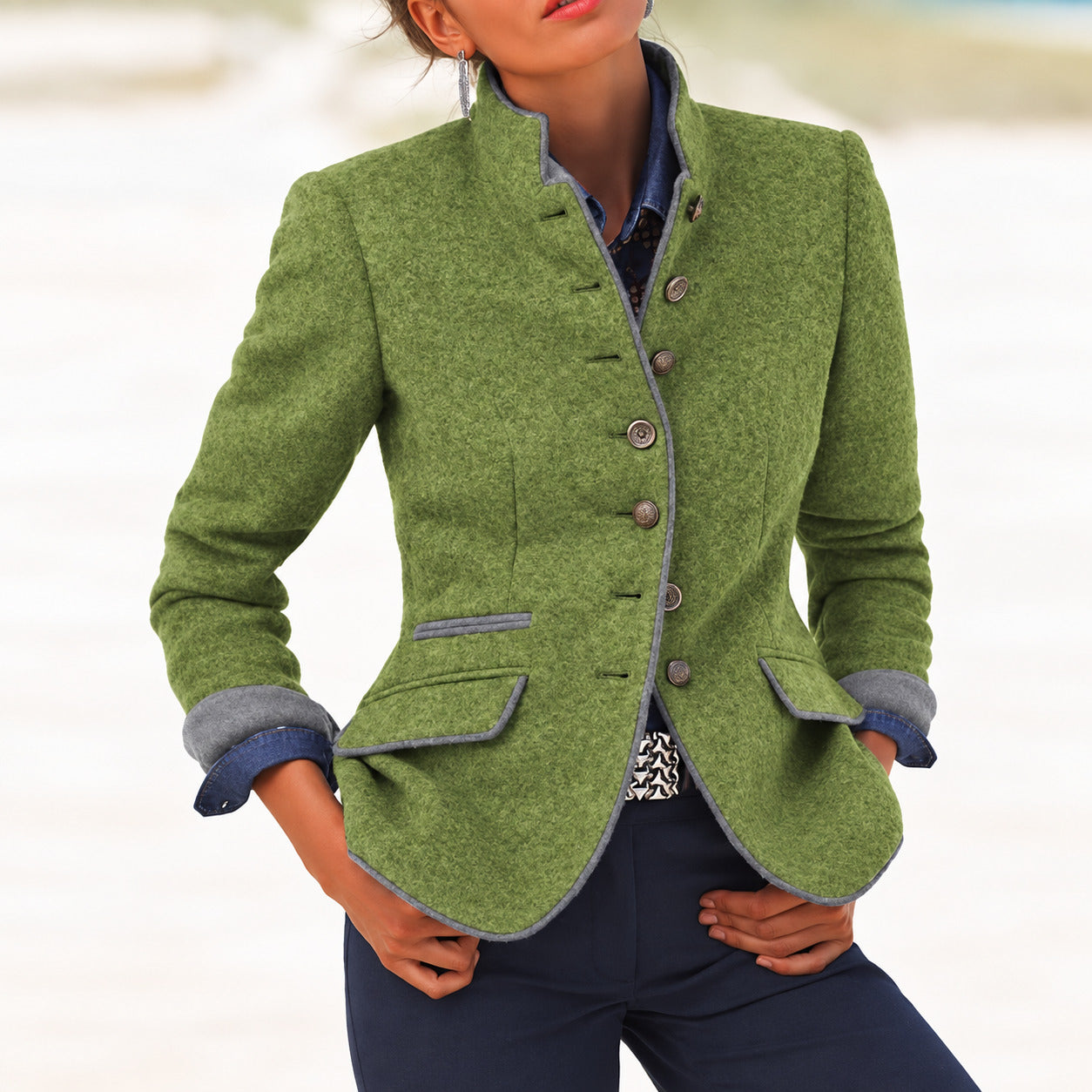 Valéria - Cardigan Elegante Cuello Alto