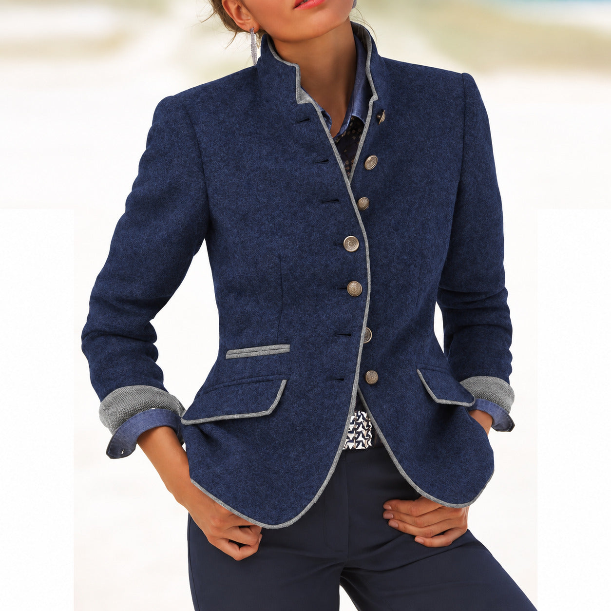 Valéria - Cardigan Elegante Cuello Alto