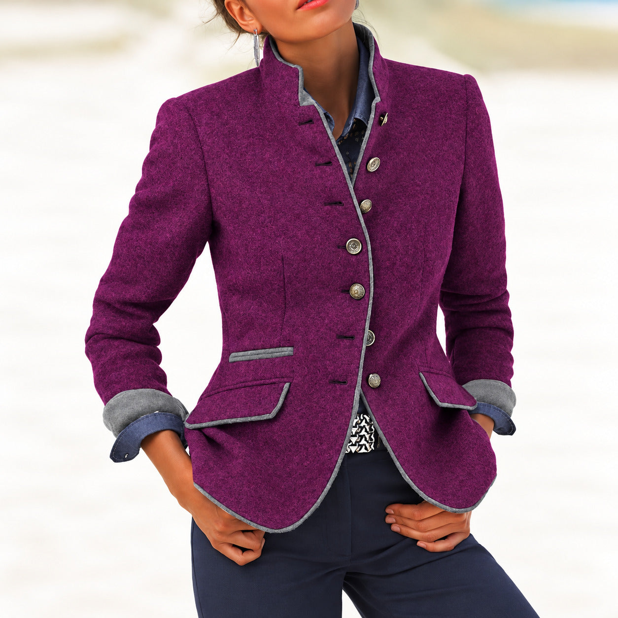Valéria - Cardigan Elegante Cuello Alto