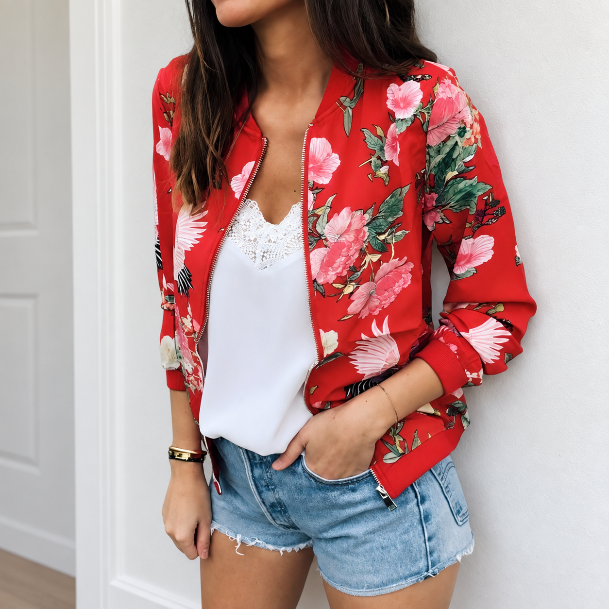 Andreia - Chaqueta bomber elegante floral
