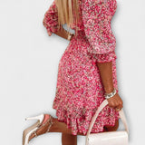 Vestido de mujer con estampado floral y mangas abullonadas