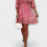 Vestido de mujer con estampado floral y mangas abullonadas