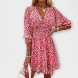 Vestido de mujer con estampado floral y mangas abullonadas