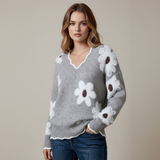 Karin | Suéter floral elegante con escote en pico