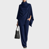 Elena | Conjunto de punto de poncho y pantalones anchos