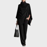 Elena | Conjunto de punto de poncho y pantalones anchos