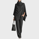 Elena | Conjunto de punto de poncho y pantalones anchos