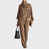 Elena | Conjunto de punto de poncho y pantalones anchos