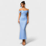 Ione - Vestido ajustado fruncido con hombros descubiertos
