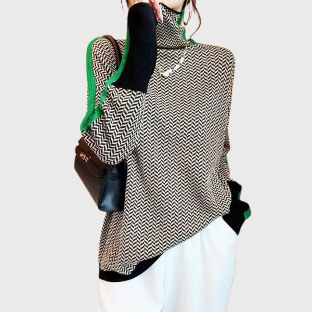 Kinga | Jersey de rayas con cuello alto elegante