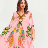 Alessandra | Vestido Largo Estampado de Loro Negro y Rosa