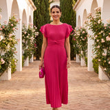 Itziar - Elegante Vestido Maxi Plisado con Cintura Anudada