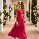 Itziar - Elegante Vestido Maxi Plisado con Cintura Anudada