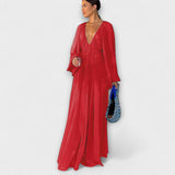 Elegante vestido plisado de manga larga
