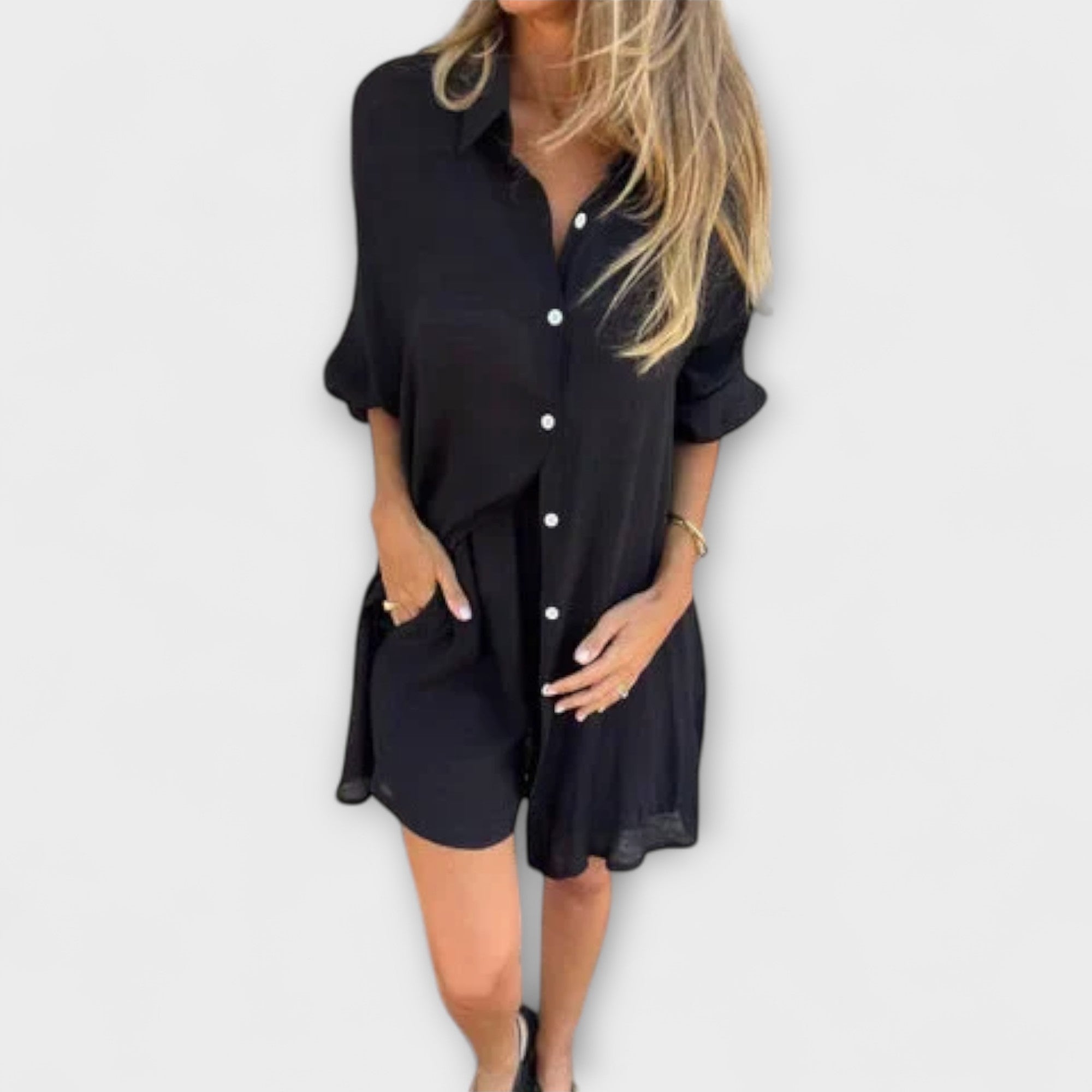 Lina | Conjunto de lino de camisa y shorts