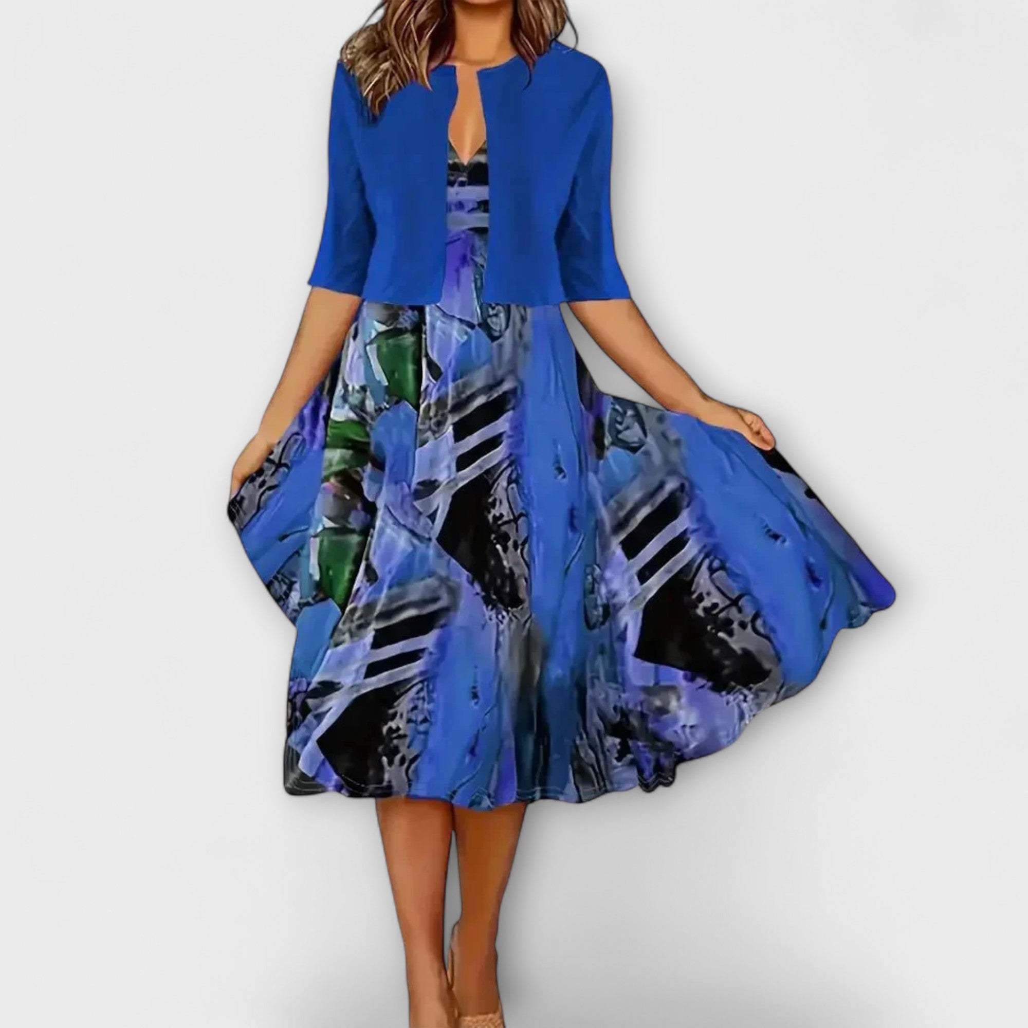 Vestido midi de mujer con blazer