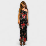 Vestido ajustado con estampado floral y tirantes