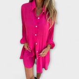 Lina | Conjunto de lino de camisa y shorts