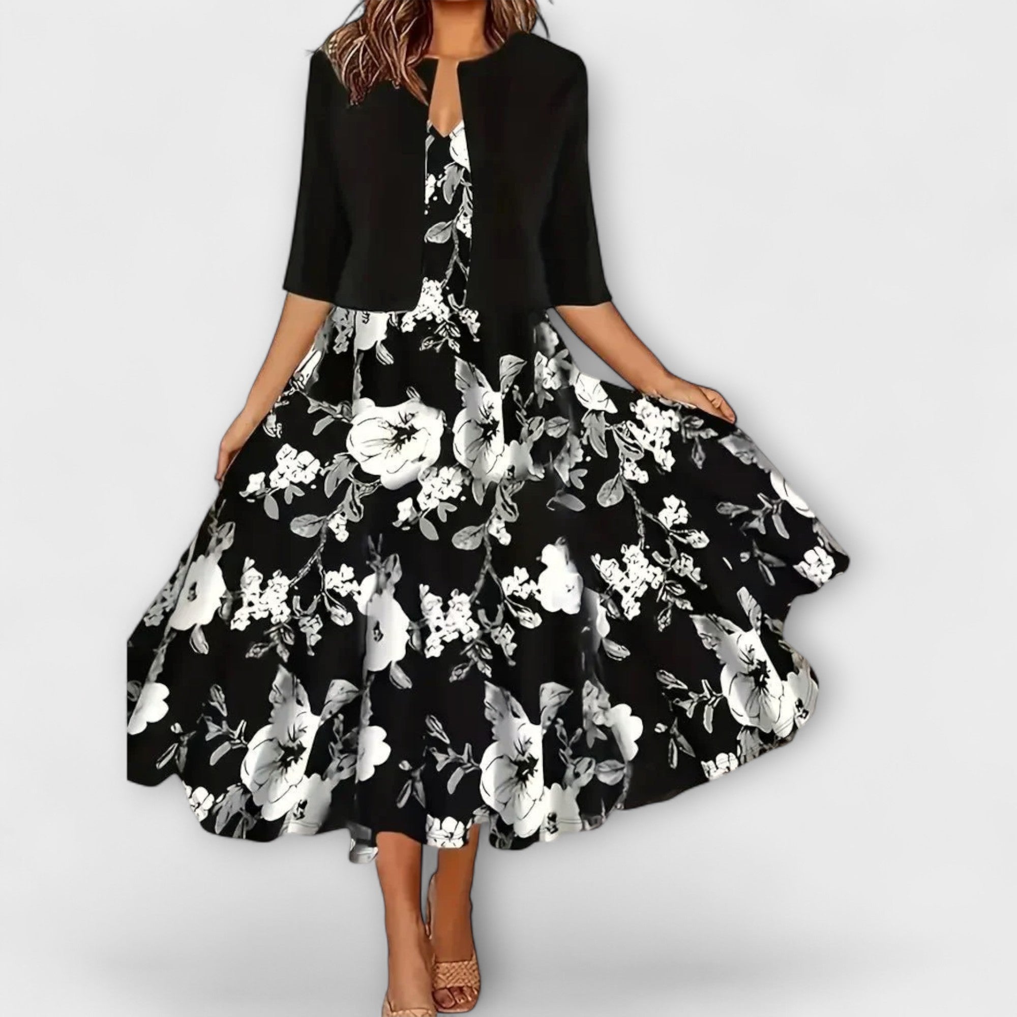 Vestido midi de mujer con blazer