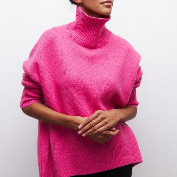 Klára | Elegante jersey de cuello alto para los días fríos