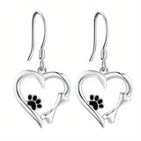 Brisia™ | Pendientes de plata con forma de corazón y huella