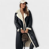 Maria – Chaqueta larga clásica con forro polar y cuello de borreguillo
