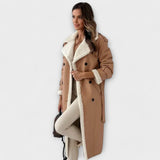Maria – Chaqueta larga clásica con forro polar y cuello de borreguillo