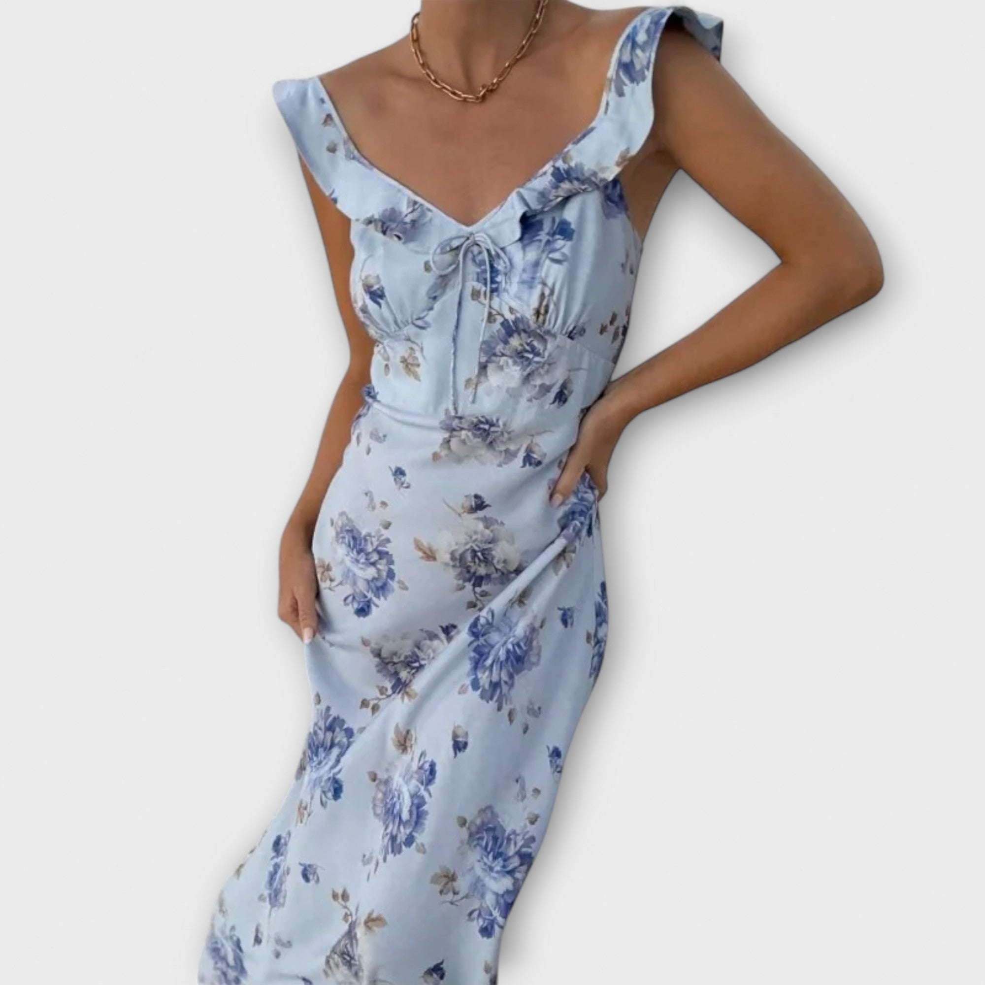 Vestido maxi estampado floral gráfico