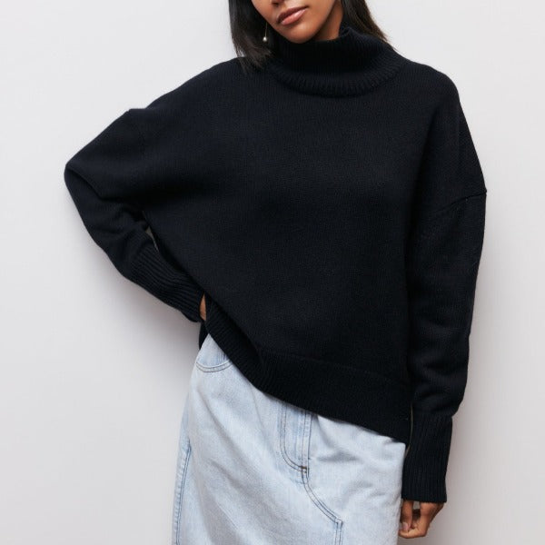Klára | Elegante jersey de cuello alto para los días fríos