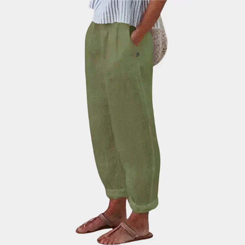 Anna Elegant Pantalones de Lino con Bolsillos UltraligerosComodidad